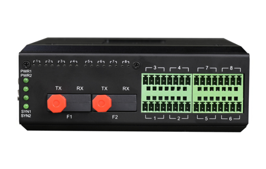 飛暢科技-工業(yè)軌式 16路模擬量+開關(guān)量+串口 混合光端機 （1+1光纖備份與斷纖保持功能）