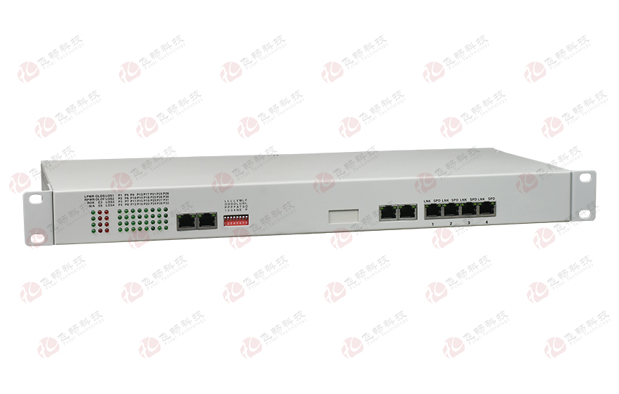 飛暢科技-2*E1轉(zhuǎn)32路電話+4路百兆以太網(wǎng) PCM復用設備