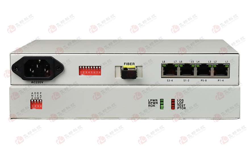 飛暢科技-桌面型8路電話(huà)+4RS232電話(huà)光端機(jī)