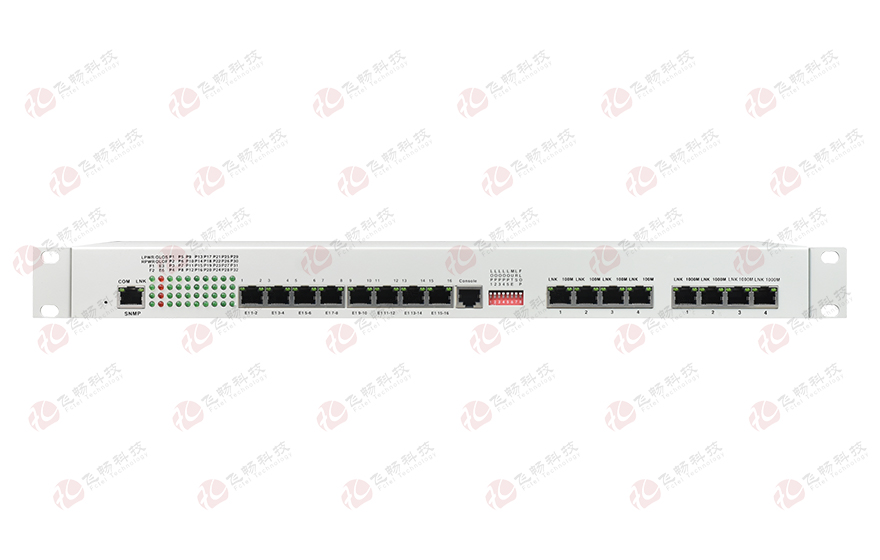 飛暢科技-32路電話+16E1+4FE+4GE+2路數(shù)據(jù)+SNMP+console（19英寸，物理隔離）電話光端機(jī)