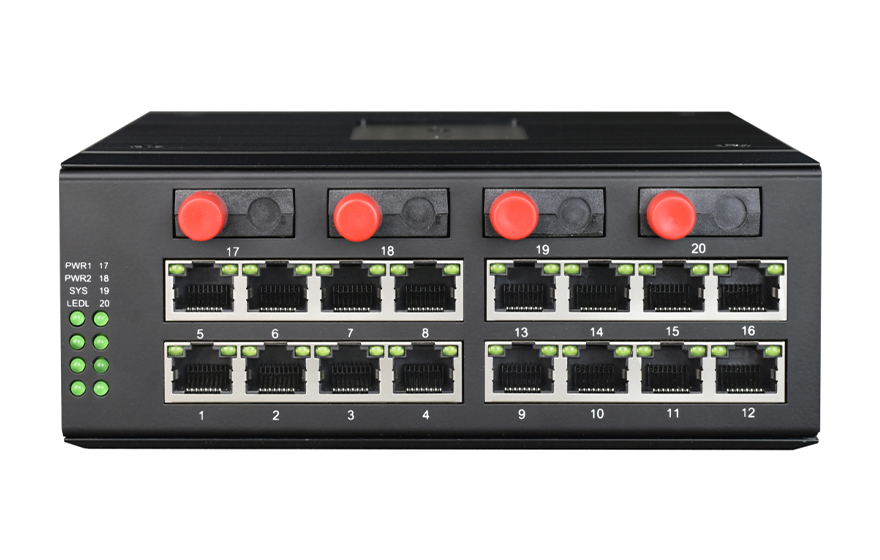 飛暢科技-工業(yè)軌式 全國(guó)產(chǎn)輕管理型16路千兆電+4千兆固定或SFP光口 交換機(jī)