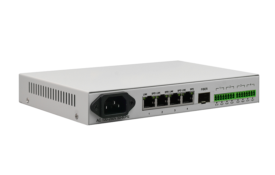 飛暢科技-4路千兆網(wǎng)絡(luò)+4路串口/8路開關(guān)量 光端機